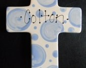 Children's Hand Painted Ceramic Cross - Great Baptism, Christening or Shower Gift