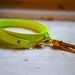 neon yellow green genuine leather & gold triple wrap bracelet with tassel