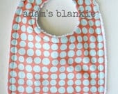 Tangerine Sun Spots - Boy or Girl Bib - Amy Butler - For the Mod Baby - Chenille and Pearl Snap