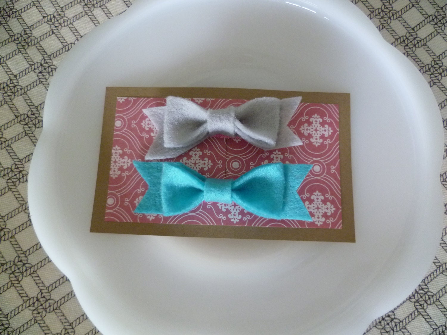 Ocean Dreams -  2 Fancy Felt Bow Hair Clips
