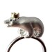 Polar Bear Ring. Silver, Black Diamond Eyes and Gold Crown. Handmade.