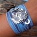 Cool Summer Jewelry, Summer Silk Wrap Bracelet, Not All Who Wander Are Lost, STERLING SILVER Wrap Bracelet, Sky Blue, Tan, Gray, Yellow, Red