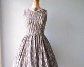 Vintage 50's Swing Day Dress M // Eames Era Print