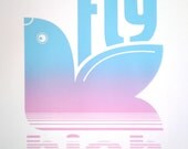 Screen Print - Fly High - Retro Bird Silkscreen