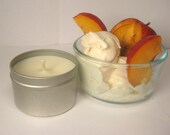 Vanilla Bean Nectarine, Soy Candle, 4 oz, Travel tin, hemp wick, peach