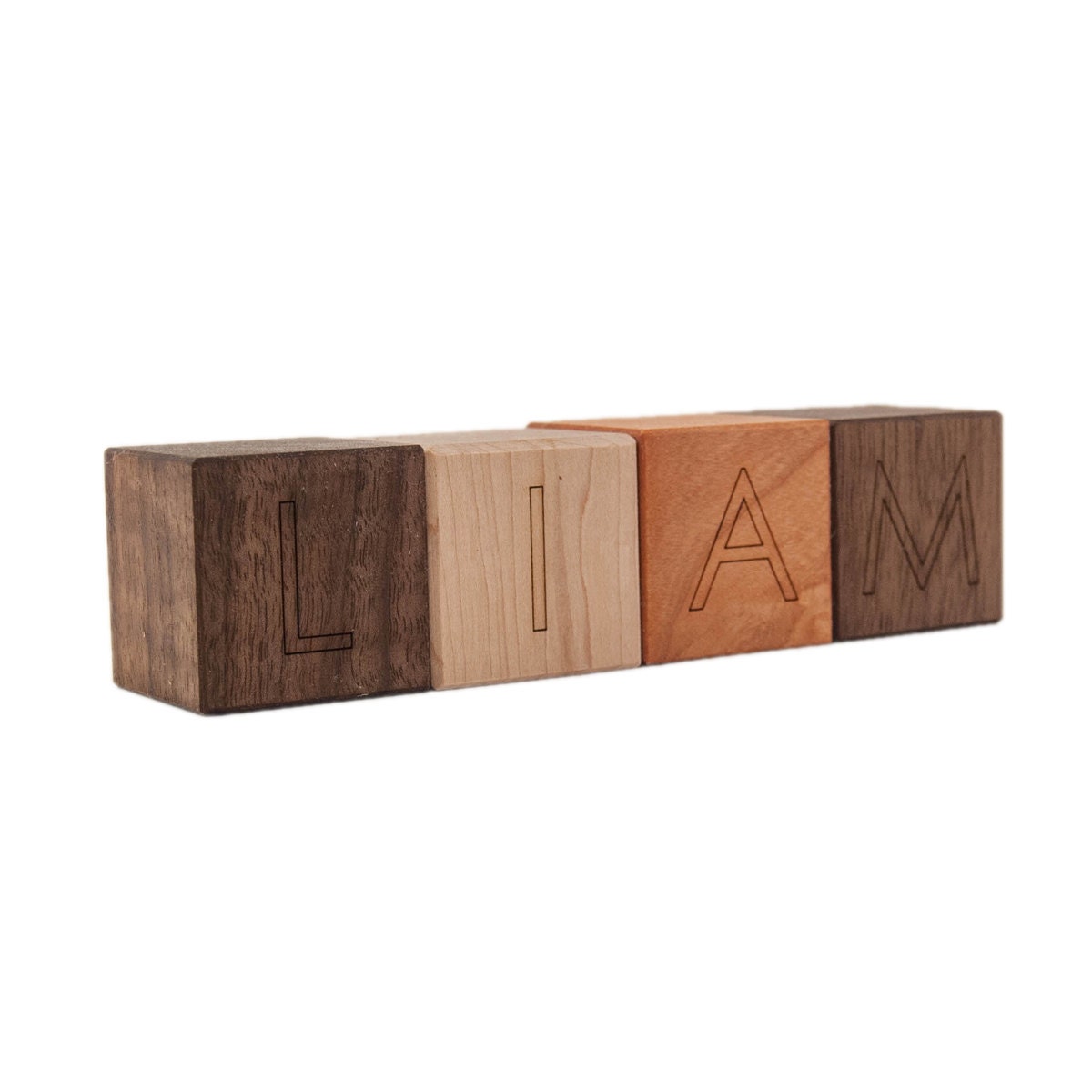 4 personalized wooden blocks, alphabet letter baby toys modern wood name blocks