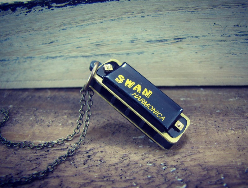 Harmonica Necklace Working Miniature Musical Instrument Jewelry