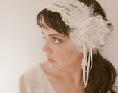 French lace bridal cap - English net headband, fascinator 805