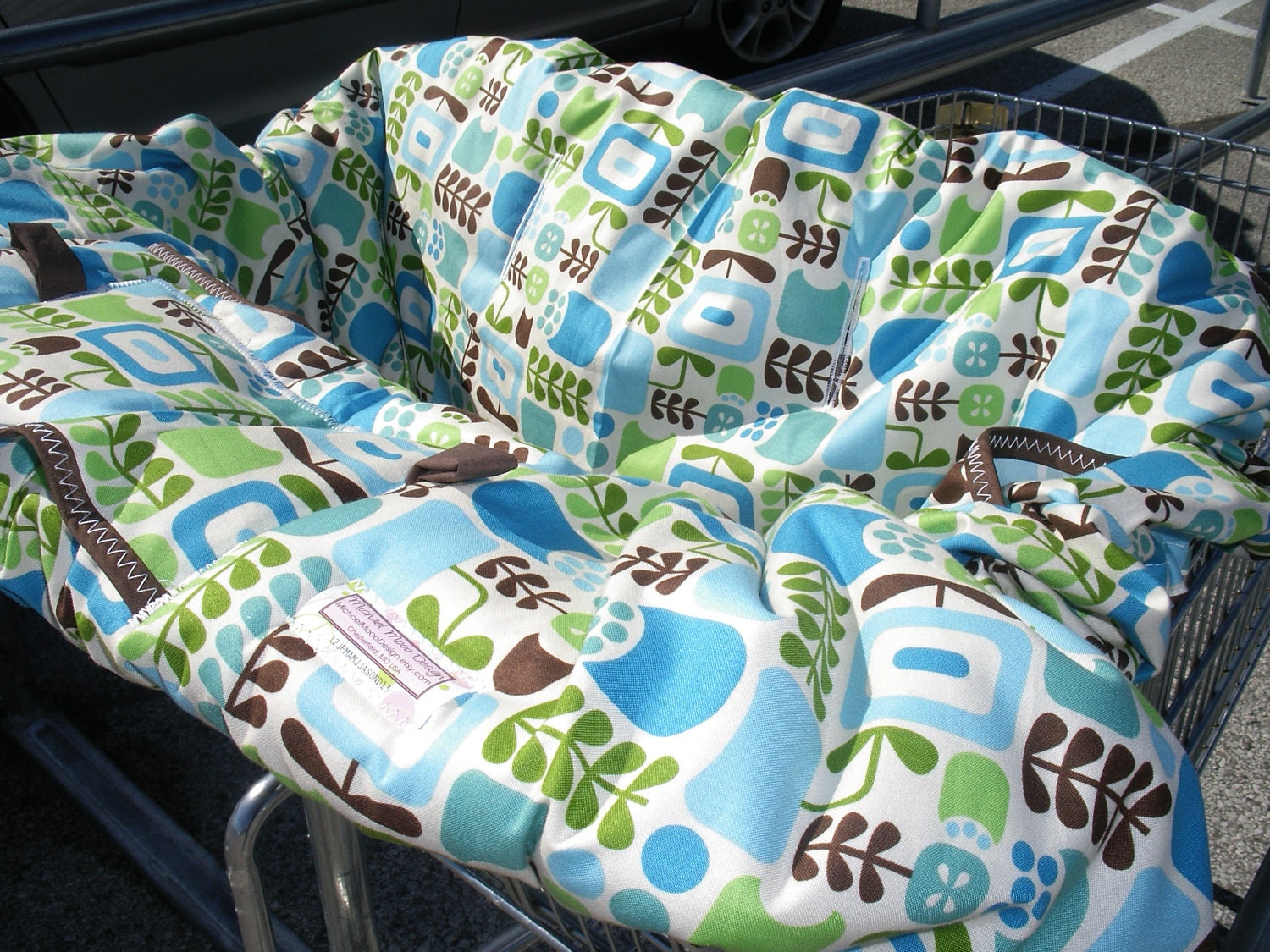 Shopping Cart cover  for boy or girl.....Piccadilly Posies in Cream Shopping cart cover