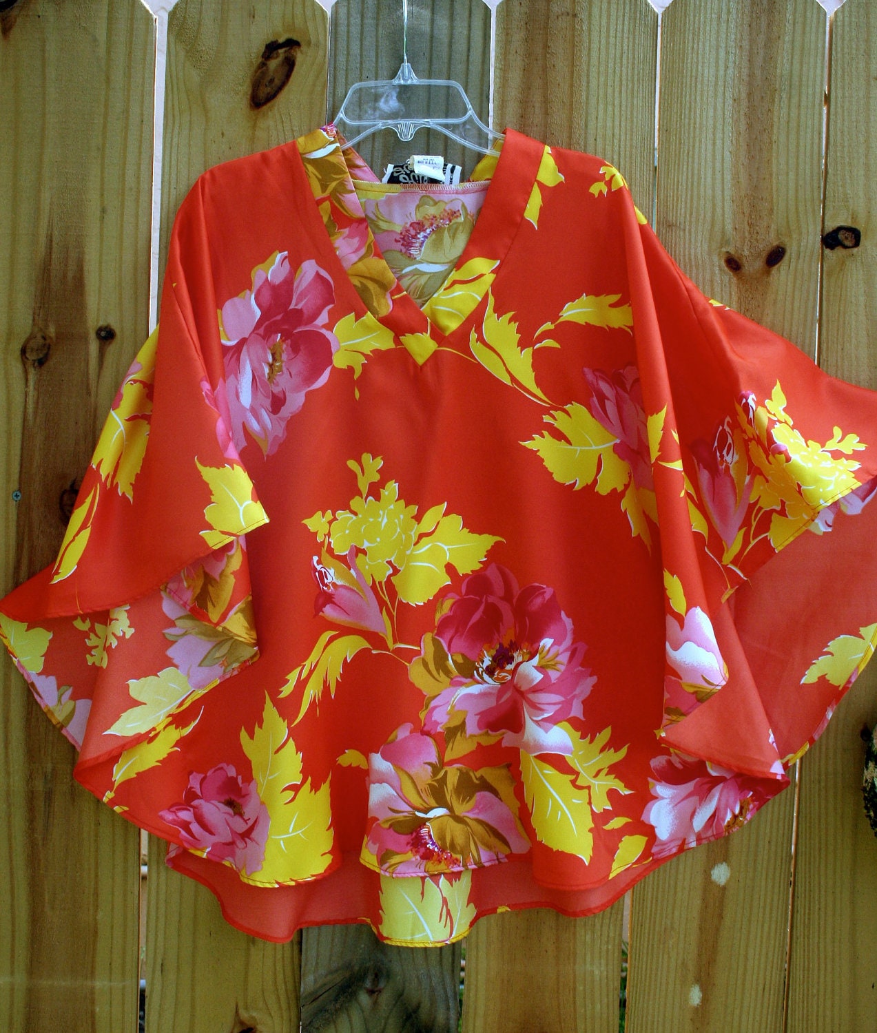 HILO HATTIES from Hawaii bright orange shirt, luau, tropical, top - One size fits All