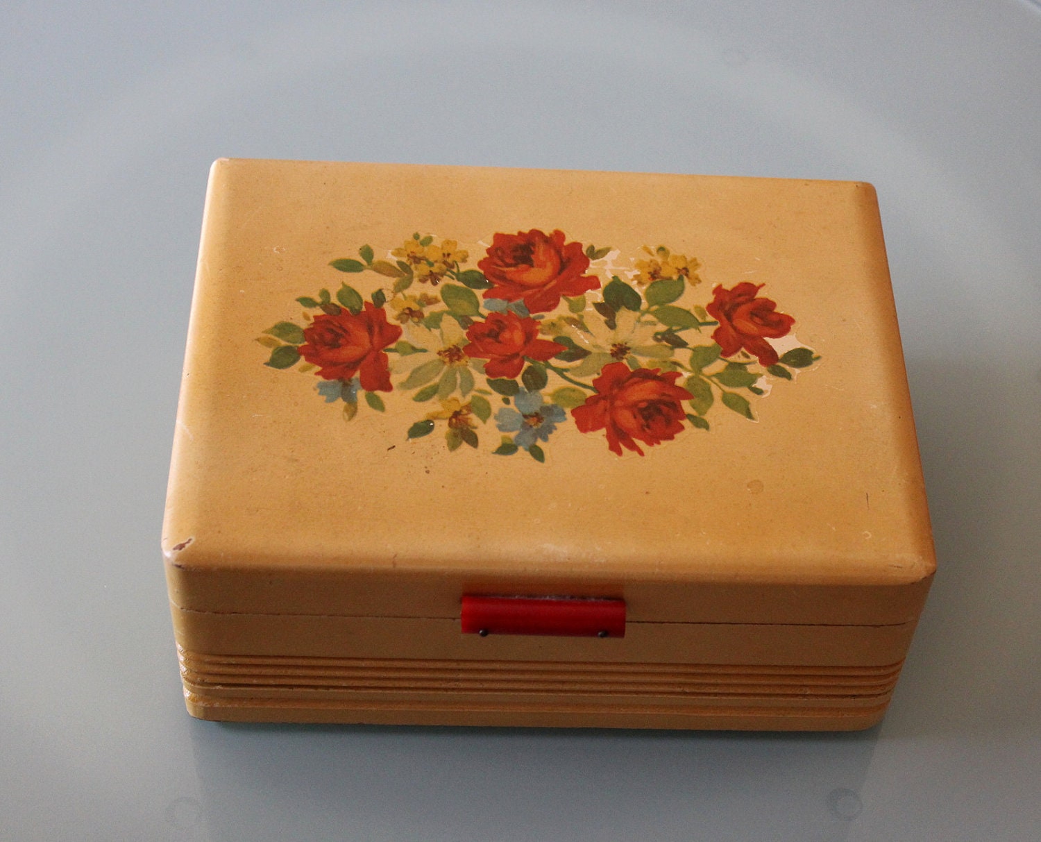 Shabby Chic Jewelry Box, Painted Box, Retro Jewelry Box
