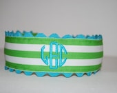 Embroidered 3 Letter Monogram Headband Custom Boutique Initials Personalized Adult Child Ribbon