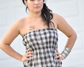 StellarCheri Upcycled Tube Top - Beige Plaid