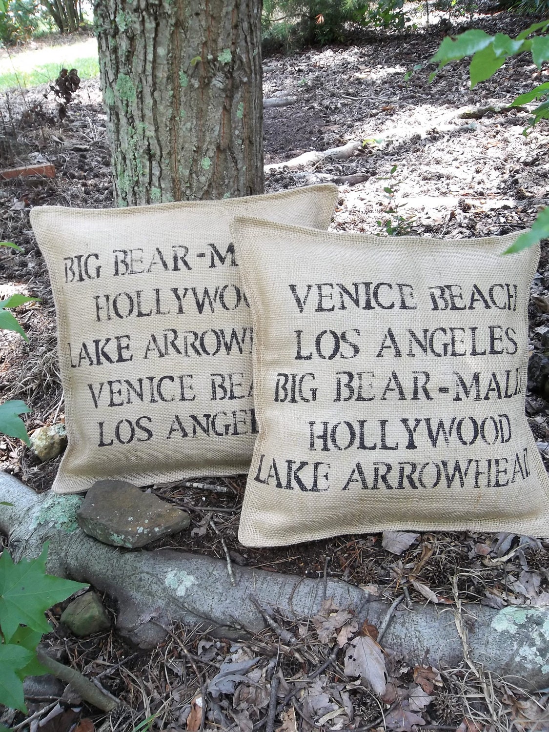 Personalized Throw Pillow Burlap  Decorative Pillow Travels Places Wedding Decor Farmhouse French Country Pottery Barn Style