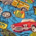 1 YD Alexander Henry Route 66 America Scenic Travel Car Cotton Turquoise Background