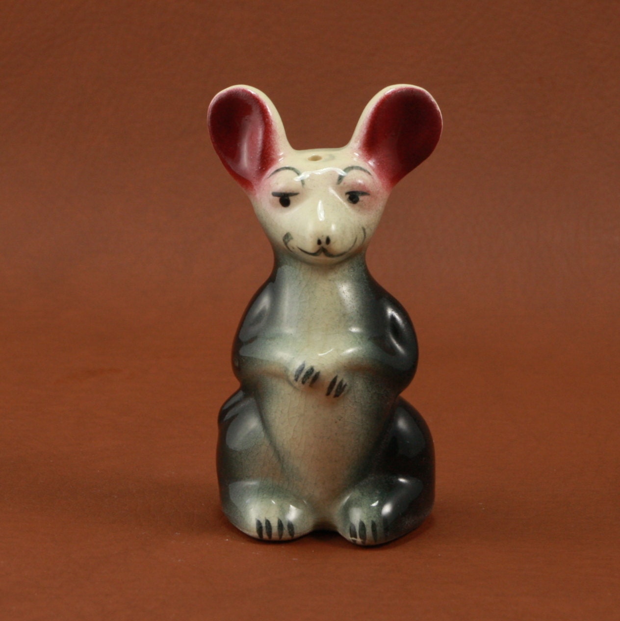 Grey Mouse Shaker Salt Pepper Japan Vtg