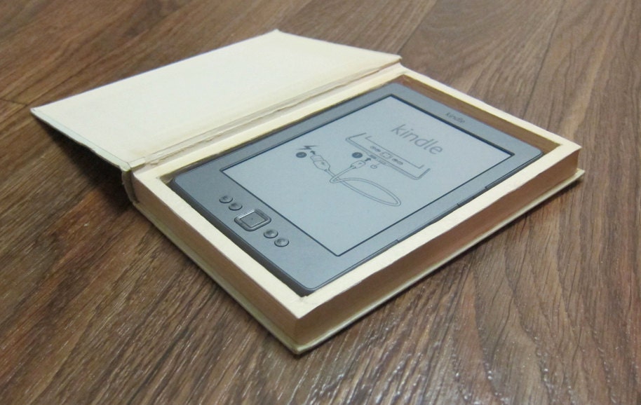 Carry your Kindle hidden inside a real book Kindle holder carrying case Upcycled hollow book eBook Safe