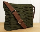 Green Tote Sling Purse Cross Body Bag with Zipper Top in Khaki Green