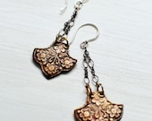 Handmade Renaissance Flower Swing Earrings in Bronze and Silver