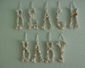 Beach Decor-Beach Baby Shell embellished  hanging letters