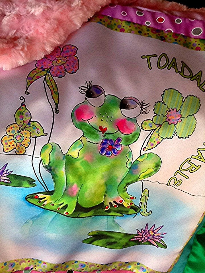 Childrens Minky baby blanket Toadaly Adorable Francine La Froggie  by Rosanna Hope for Baby Bon Bons Lushy Plush Baby Shower gift
