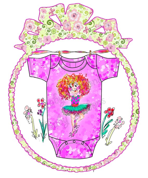 Sophia Ballerina HOT Pink Onesie Dance, Twirl, original art by  Rosanna Hope for Babybonbons