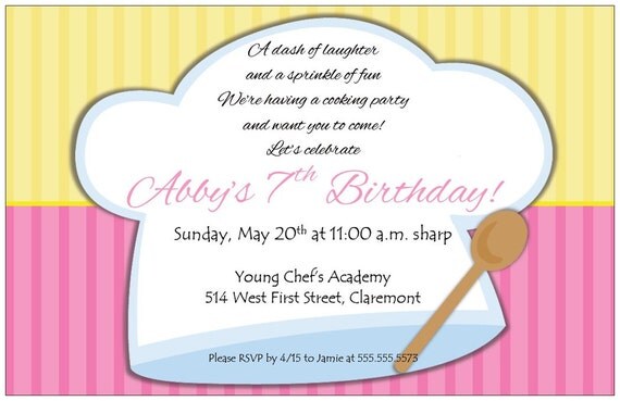 Set of 20 Baking Party Invitations Custom Chef Baker Il_570xn