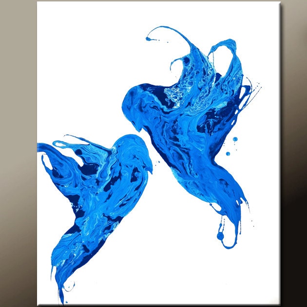 Abstract Art 16x20 Matted Contemporary Modern Bird Art Prints by Destiny Womack  - dWo - Soul Mates