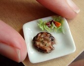 Dollhouse Miniature Food Pork Chop and Salad