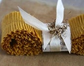 mini bundle 26 inches Vintage Mustard Gold Handmade Dennison Crepe Paper Ruffles