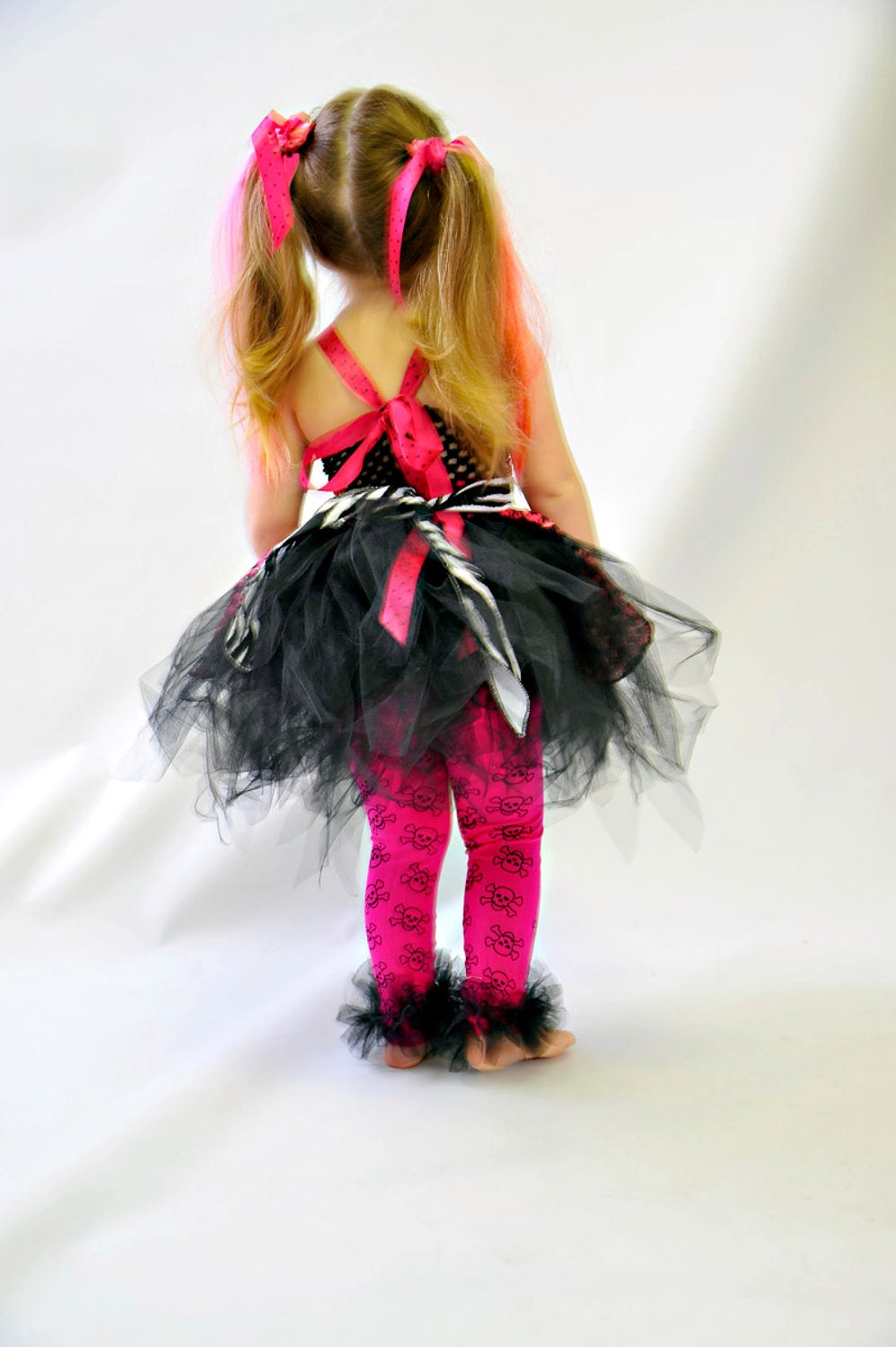 Monster High tutu dress with Apron 2pc set by Little Bunny Tutu - Perfect for Birthday or Halloween Costume - fits most girls size 2-4T