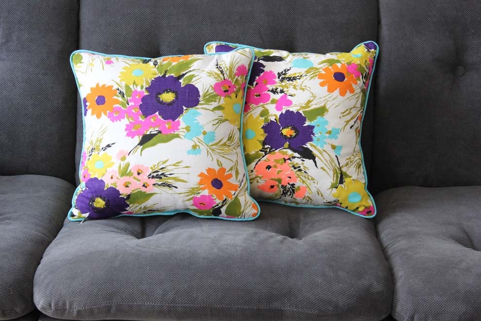 Upholstered Floral Pillow with Insert