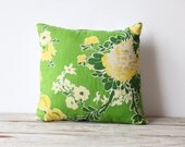 Upholstered Vintage Fabric Chinoiserie Graphic Pillow