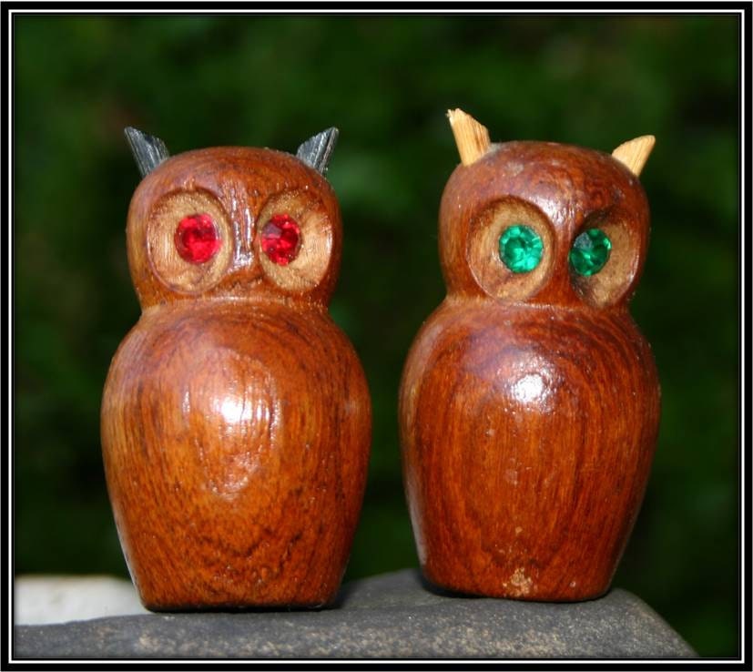 Mid Century Denmark Teak Wood OWL Salt and Pepper Shakers