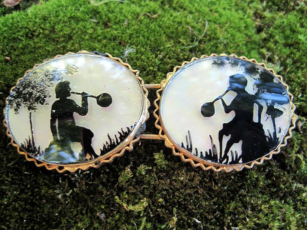 RESERVED Stunning Buckle Silhouettes over Mother of Pearl