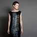 Fashion - Party T Shirt Dress - Metallic Shimmer Abstract Geometrical Print