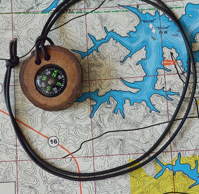 Compass and natural oak tree branch.  Perfect for hikers, hunters, campers, boy scout, girl scouts etc.  Handcrafted......25