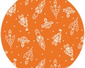 Rebekah Ginda for Birch Organic Fabrics, Robotic, Zoom Orange, 1 Yard