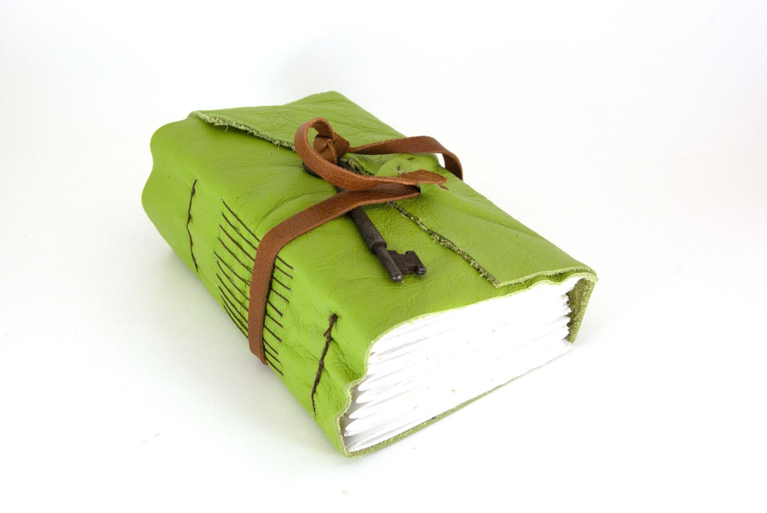 Apple Green Chunky Leather Journal (lg)- - ConduitPress