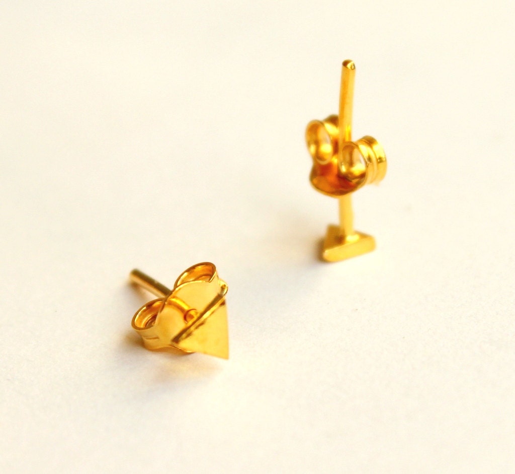 Geometric Triangle Stud Earrings Jewelry 4mm Tiny Dainty Simple Gold Plated Sterling Under 25