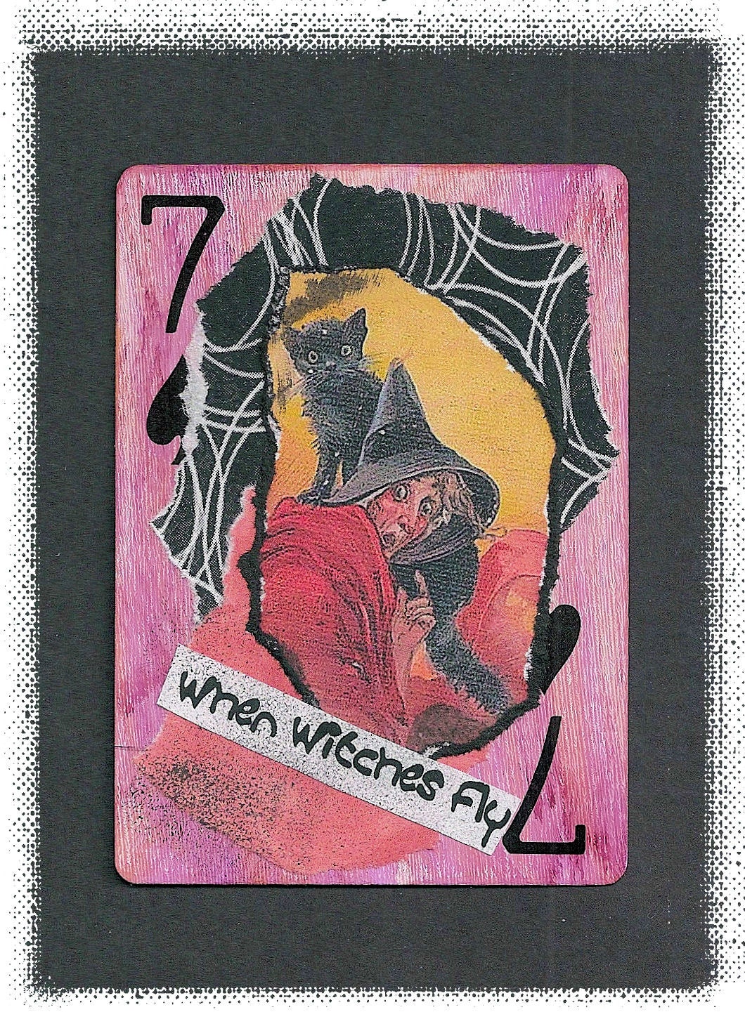 ZNE ATC ACEO - When Witches Fly - Altered Art - Mixed Media Collage Art by ruby