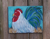 Original Rooster Chicken Hen Painting