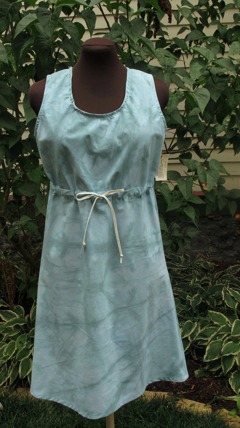 SALE Sleeveless Dress - Gathered Empire Waist - Upcycled Tie Die Cotton - Size Medium
