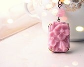 pastel pink necklace spring jewelry with vintage floral Czech art glass
