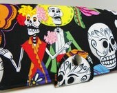 Folklorico Los Novios Skulls Day of the dead -  Handmade Long Wallet  BiFold Clutch
