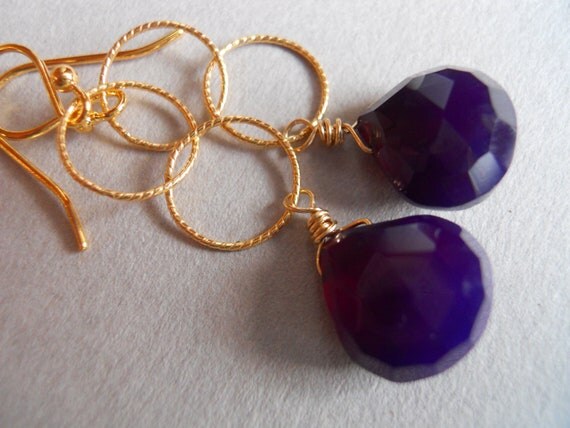 Items similar to Blueberry chalcedony hoop earrings on Etsy