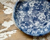 Vintage Daher Tray: Blue and White Sakura Blossoms