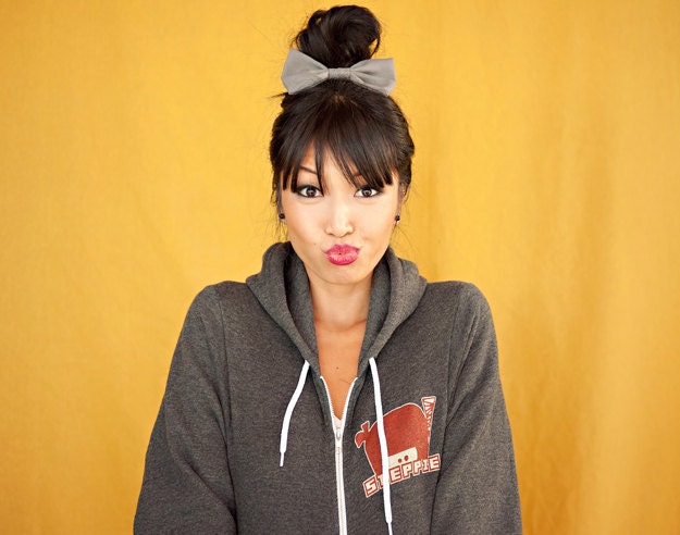 I Am A Ninja Zipper Hoodie Jacket - Dark Heather Grey / Creme / Dark Red - Unisex Sizes S, M, L