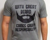 With Great Beard Mens Daddy  T-shirt tshirt Comes Great Responsibility gift Husband Anniversary dad father t shirt S-2xl