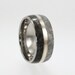 Meteorite Wedding Band / Titanium Ring inlaid with Meteorite Dinosaur Bone and 14K Yellow Gold